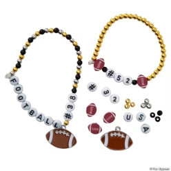 Football Bead Assortment Bracelet Craft Kit-12Pk